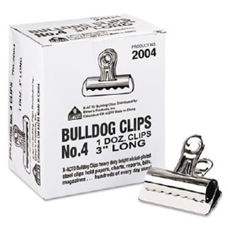 Elmers Elmers Products 2004LMR 3 in. Nickel Plated Steel Bulldog Clips; 12 Per Box 2004LMR